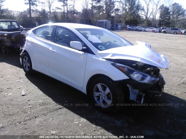 5NPDH4AEXFH602783 - 2015 HYUNDAI ELANTRA WHITE photo 1