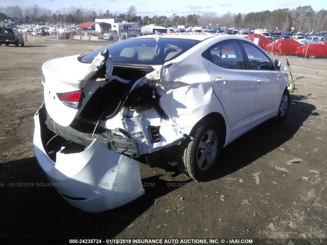 5NPDH4AEXFH602783 - 2015 HYUNDAI ELANTRA WHITE photo 4