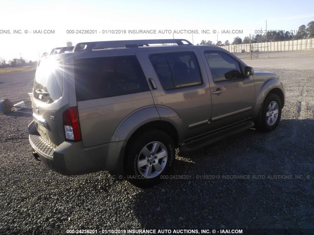 5N1AR18U68C604424 - 2008 NISSAN PATHFINDER S/LE/SE TAN photo 4