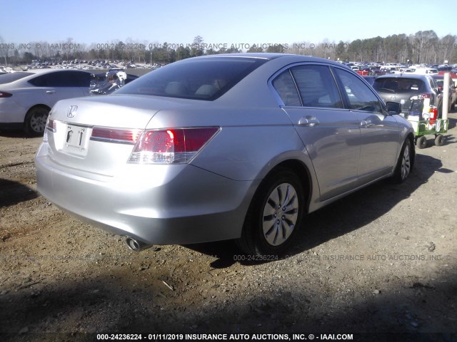 1HGCP2F35CA086346 - 2012 HONDA ACCORD LX SILVER photo 4