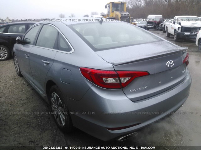 5NPE34AF6FH222836 - 2015 HYUNDAI SONATA SPORT/LIMITED SILVER photo 3