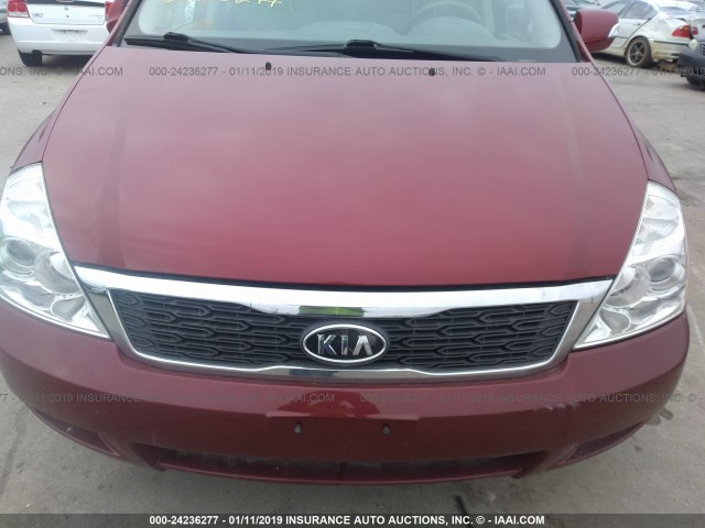 KNDMG4C77C6499409 - 2012 KIA SEDONA LX RED photo 6