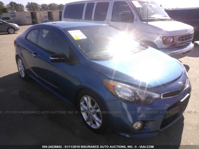 KNAFZ6A35E5254256 - 2014 KIA FORTE SX BLUE photo 1