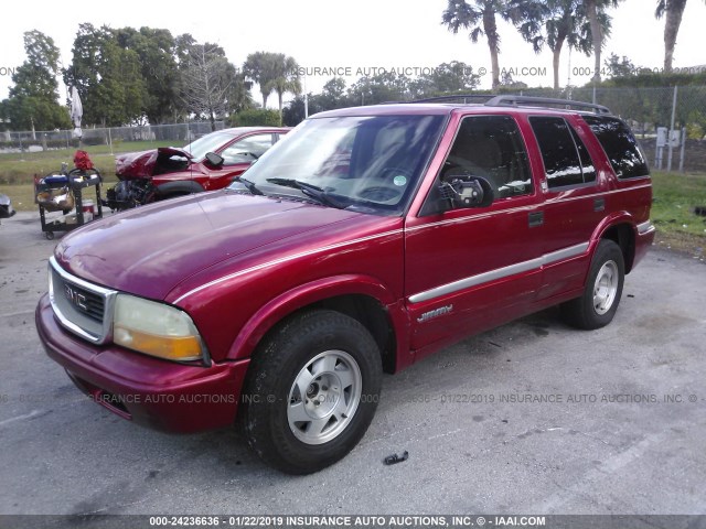 1GKCS13W3Y2202381 - 2000 GMC JIMMY RED photo 2