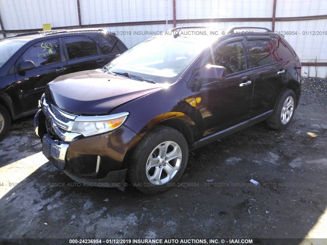 2FMDK3JC0BBA80838 - 2011 FORD EDGE SEL MAROON photo 2