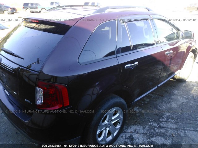 2FMDK3JC0BBA80838 - 2011 FORD EDGE SEL MAROON photo 4