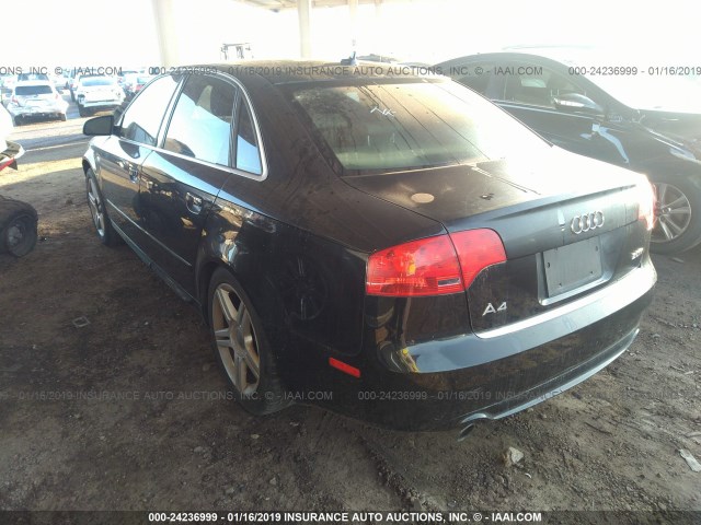 WAUAF78E18A008252 - 2008 AUDI A4 2.0T BLACK photo 3