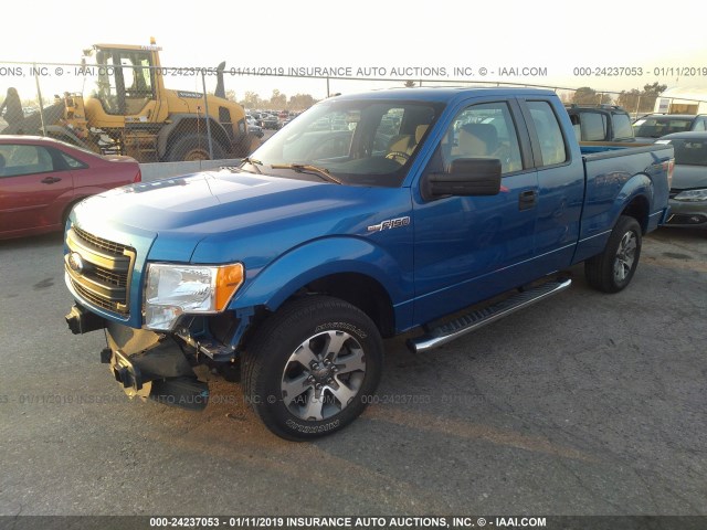 1FTFX1CF2DFC05611 - 2013 FORD F150 SUPER CAB BLUE photo 2