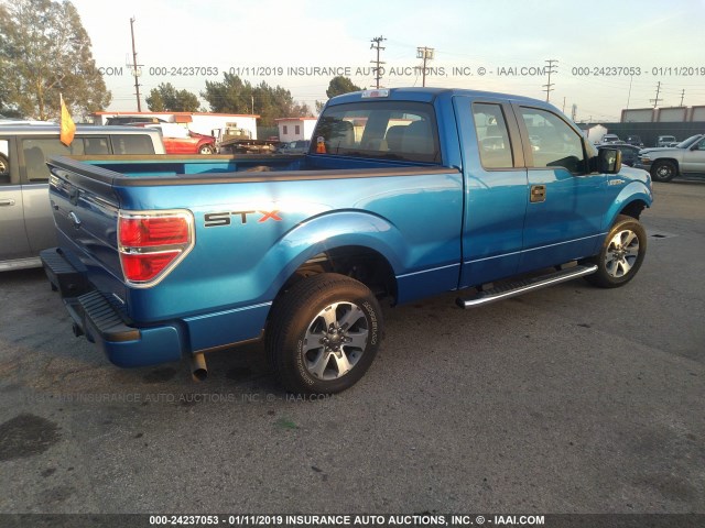 1FTFX1CF2DFC05611 - 2013 FORD F150 SUPER CAB BLUE photo 4