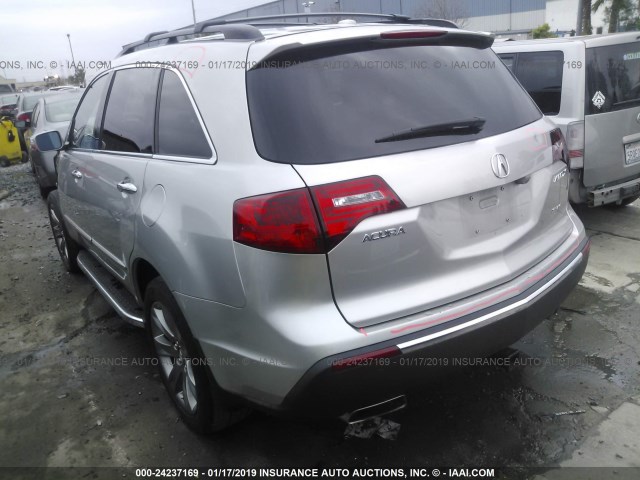 2HNYD2H71BH547372 - 2011 ACURA MDX ADVANCE SILVER photo 3