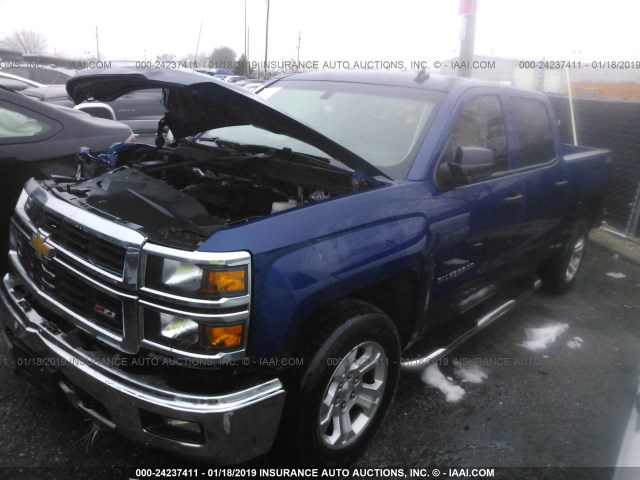 3GCUKREC6EG316749 - 2014 CHEVROLET SILVERADO K1500 LT BLUE photo 2