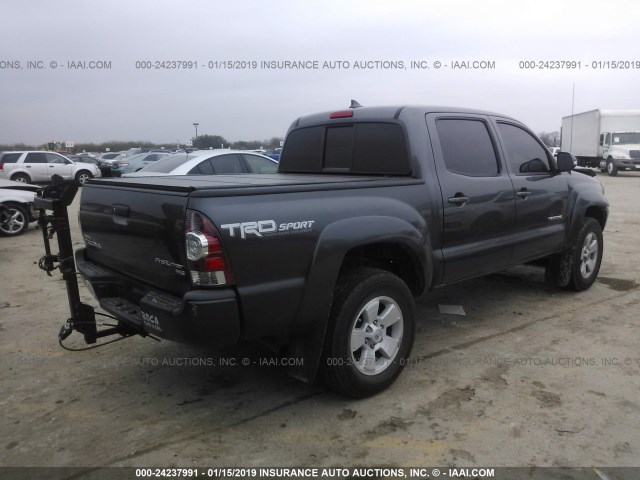 3TMJU4GN1FM174697 - 2015 TOYOTA TACOMA DOUBLE CAB PRERUNNER GRAY photo 4