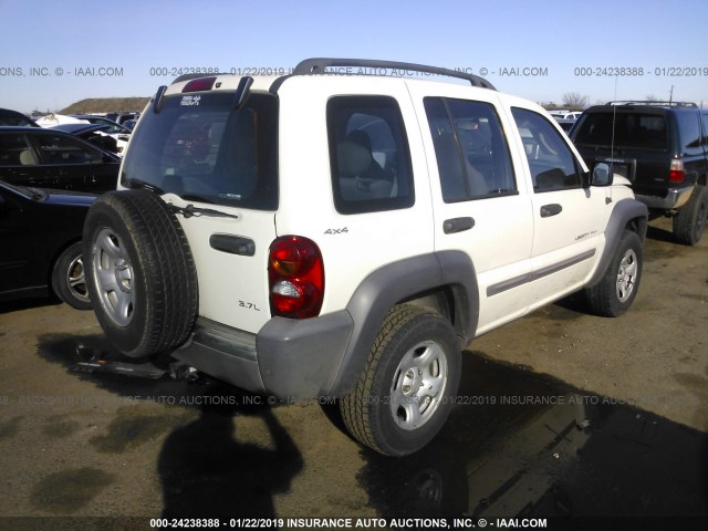 1J4GL48K72W269044 - 2002 JEEP LIBERTY SPORT WHITE photo 4