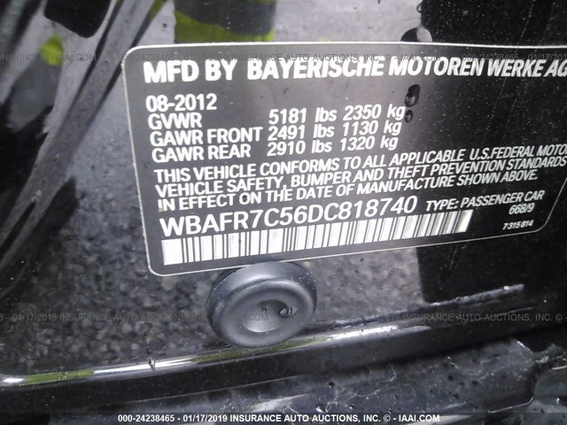 WBAFR7C56DC818740 - 2013 BMW 535 I BLACK photo 9