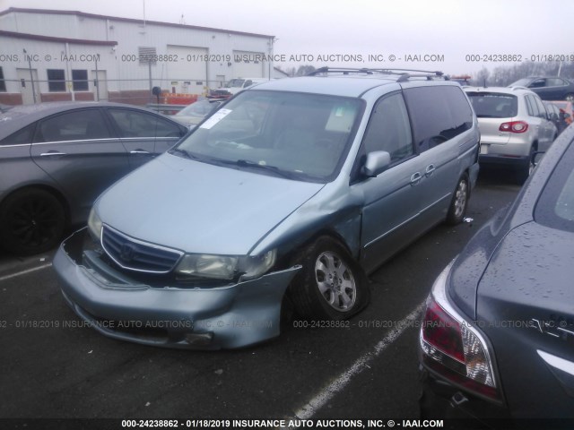 5FNRL18014B062720 - 2004 HONDA ODYSSEY EXL Light Blue photo 2