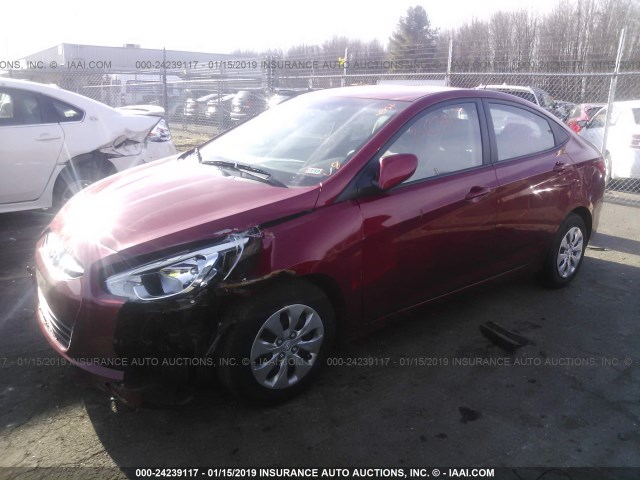 KMHCT4AEXHU394466 - 2017 HYUNDAI ACCENT SE RED photo 2