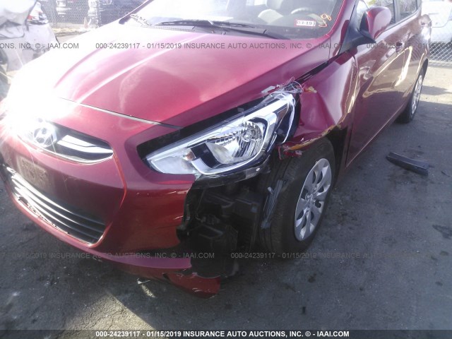 KMHCT4AEXHU394466 - 2017 HYUNDAI ACCENT SE RED photo 6