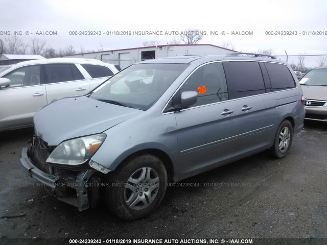 5FNRL38757B096351 - 2007 HONDA ODYSSEY EXL Light Blue photo 2