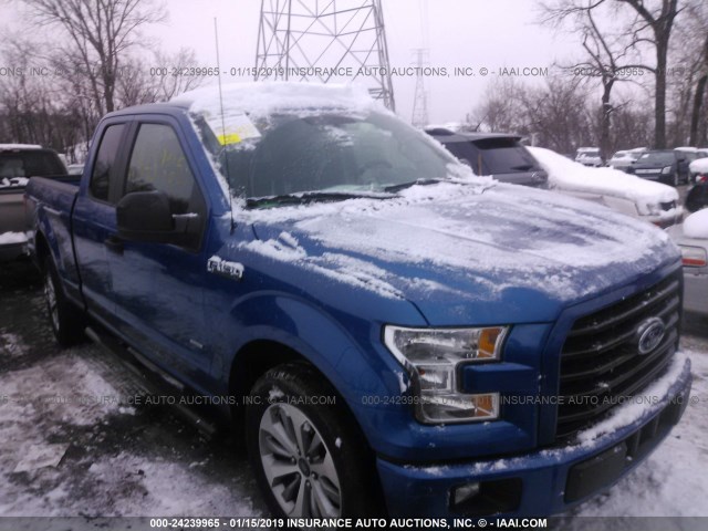 1FTEX1CP0HFA44122 - 2017 FORD F150 SUPER CAB BLUE photo 1