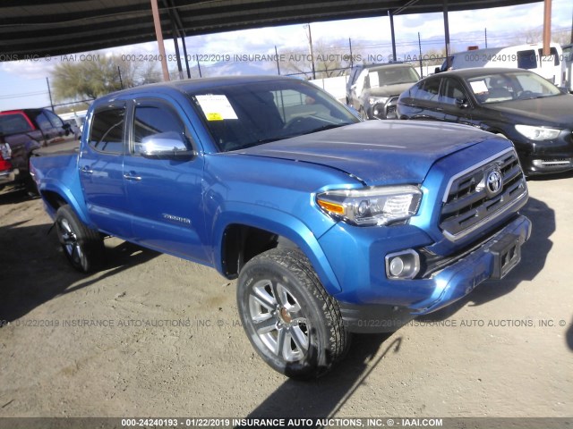 3TMEZ5CN8GM007169 - 2016 TOYOTA TACOMA DOUBLE CAB/LTD BLUE photo 1