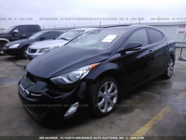 5NPDH4AE0CH102837 - 2012 HYUNDAI ELANTRA GLS/LIMITED BLACK photo 2