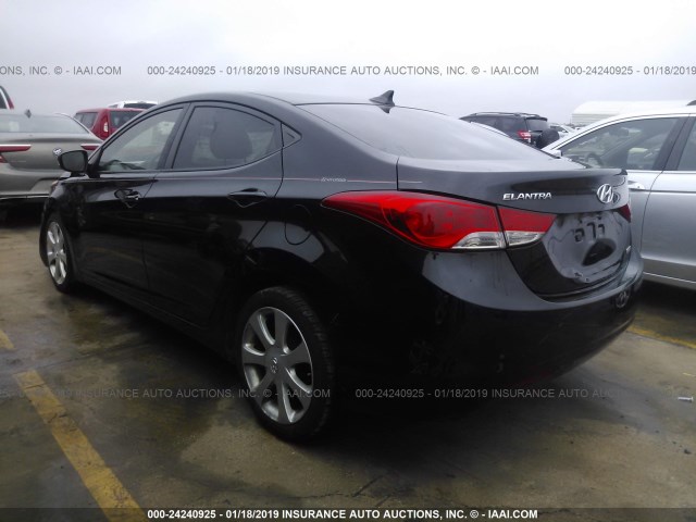 5NPDH4AE0CH102837 - 2012 HYUNDAI ELANTRA GLS/LIMITED BLACK photo 3