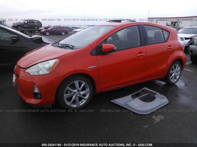 JTDKDTB39C1001135 - 2012 TOYOTA PRIUS C ORANGE photo 2