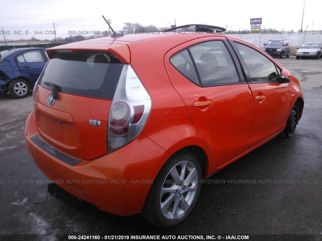 JTDKDTB39C1001135 - 2012 TOYOTA PRIUS C ORANGE photo 4