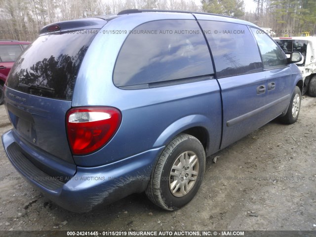 1D4GP24R07B166907 - 2007 DODGE GRAND CARAVAN SE BLUE photo 4