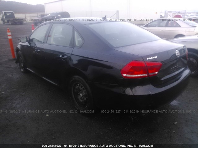 1VWAP7A39CC019907 - 2012 VOLKSWAGEN PASSAT S BLACK photo 3