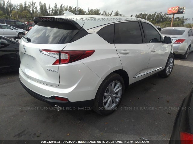 5J8TC1H32KL014896 - 2019 ACURA RDX WHITE photo 4