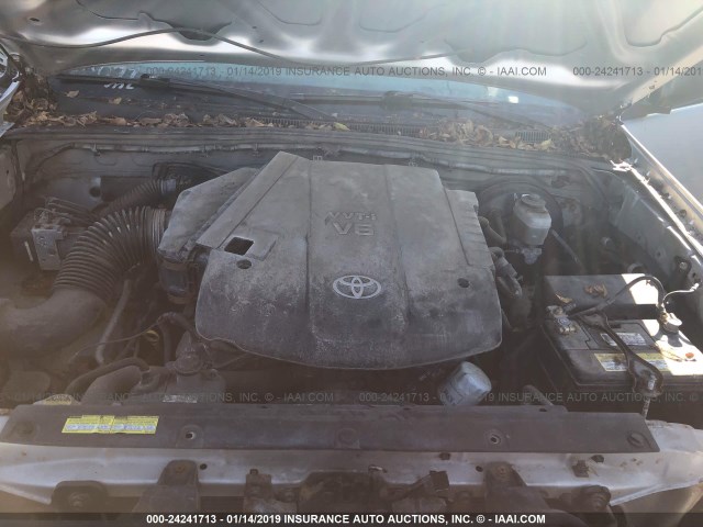 5TEUU42NX5Z139016 - 2005 TOYOTA TACOMA ACCESS CAB ვერცხლისფერი ფოტო 10