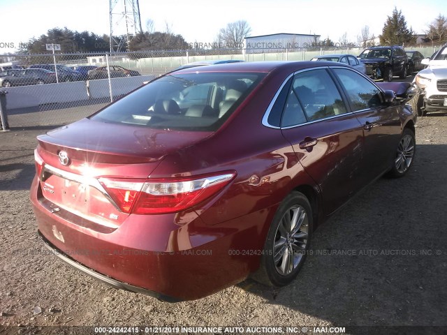 4T1BF1FK3FU908509 - 2015 TOYOTA CAMRY LE/XLE/SE/XSE RED photo 4