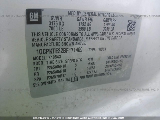 1GCPKTE32BF171409 - 2011 CHEVROLET SILVERADO K1500 LTZ SILVER photo 9