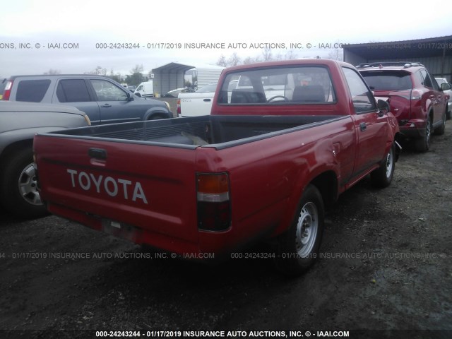 4TARN81A8NZ012393 - 1992 TOYOTA PICKUP 1/2 TON SHORT WHEELBASE STB RED photo 4