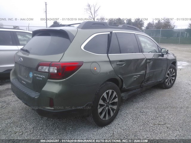 4S4BSENC7F3339022 - 2015 SUBARU OUTBACK 3.6R LIMITED GREEN photo 4
