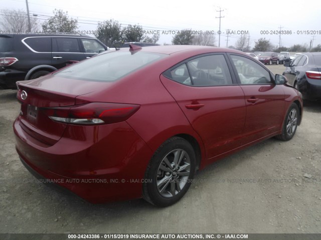 5NPD84LF0JH319324 - 2018 HYUNDAI ELANTRA SEL/VALUE/LIMITED RED photo 4