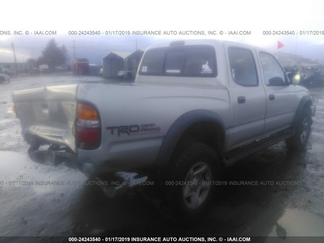 5TEGN92N73Z246478 - 2003 TOYOTA TACOMA DOUBLE CAB PRERUNNER SILVER photo 4