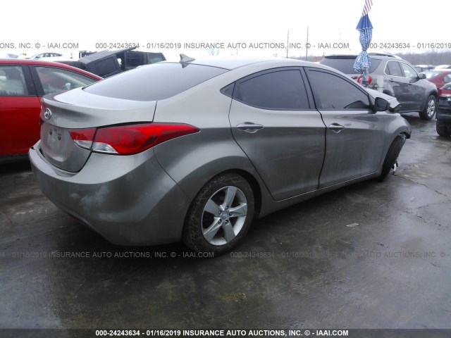 5NPDH4AE3CH064732 - 2012 HYUNDAI ELANTRA GLS/LIMITED GRAY photo 4