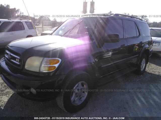 5TDZT38A42S078892 - 2002 TOYOTA SEQUOIA LIMITED BLACK photo 2