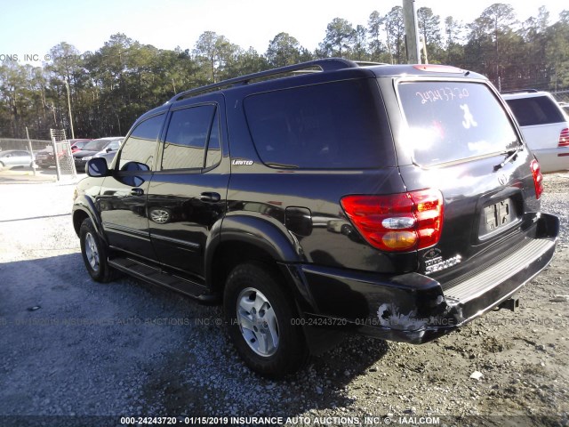 5TDZT38A42S078892 - 2002 TOYOTA SEQUOIA LIMITED BLACK photo 3