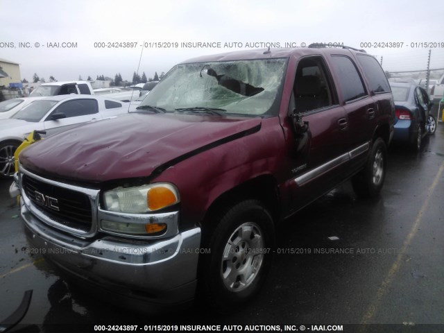 1GKEC13V45J169664 - 2005 GMC YUKON BURGUNDY photo 2