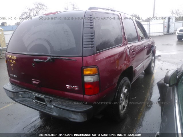 1GKEC13V45J169664 - 2005 GMC YUKON BURGUNDY photo 4