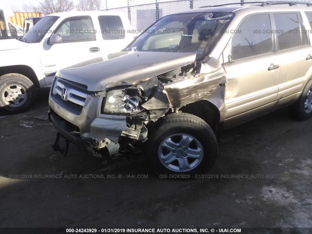 2HKYF18137H522879 - 2007 HONDA PILOT LX GOLD photo 6