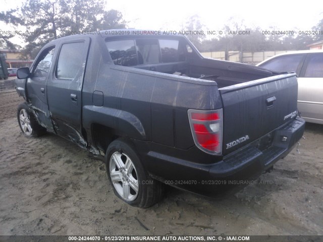 5FPYK1F55DB005893 - 2013 HONDA RIDGELINE RTL BLACK photo 3