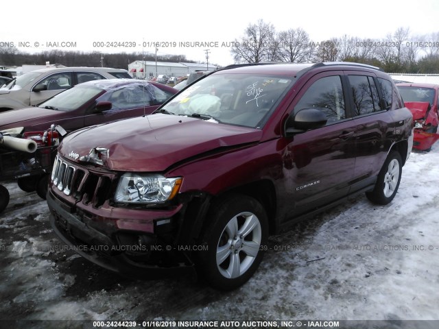 1C4NJCEA3CD634583 - 2012 JEEP COMPASS LATITUDE RED photo 2