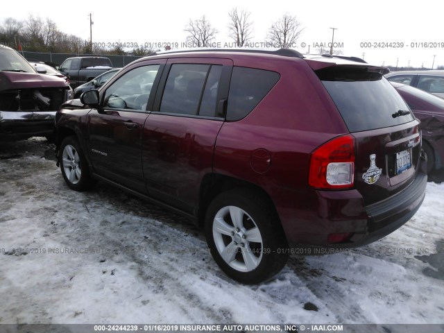 1C4NJCEA3CD634583 - 2012 JEEP COMPASS LATITUDE RED photo 3