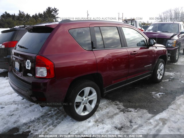 1C4NJCEA3CD634583 - 2012 JEEP COMPASS LATITUDE RED photo 4