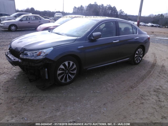 1HGCR6F7XFA011490 - 2015 HONDA ACCORD HYBRID/TOURING GRAY photo 2