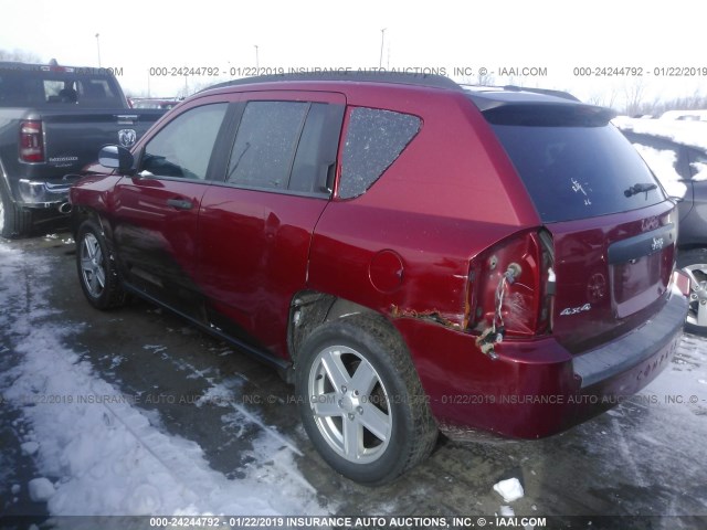 1J8FF47W17D352106 - 2007 JEEP COMPASS RED photo 3